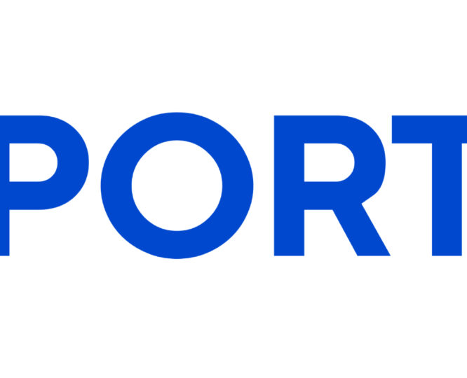 A blue sports logo is shown on top of the word sport.