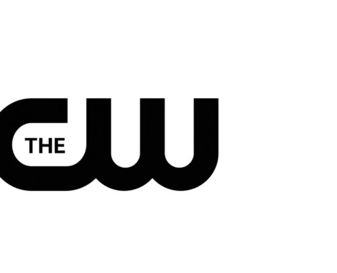 A black and white logo of the cw.